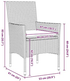 Kert étkező szett párnával 3 pcs Fehér Poli rattan