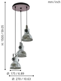 Eglo 49647 - Csillár zsinóron BARNSTAPLE 3xE27/40W/230V