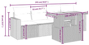 5 részes bézs polyrattan kerti ülőgarnitúra párnákkal