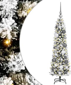 vidaXL Mű karácsonyfa 150 LED-del Fehér 120 cm PVC és Fém és Műanyag