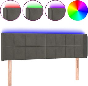 vidaXL sötétszürke bársony LED-es fejtámla 147 x 16 x 78/88 cm