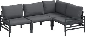 vidaXL Kerti Kanapé Szett párnával 4 pcs Antracit Acél