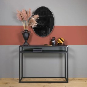 Fekete konzolasztal tölgyfa asztallappal 30x120 cm Daniël – Spinder Design