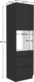 Magas szekrény beépített sütőhöz, fekete, SIBER 60 DPS-210 3S1F