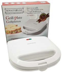 Royalty Line elektromos grill és szendvics sütő 750W teljesítmény, fehér