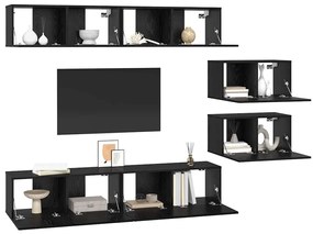 TV szekrény garnitúra Falra szerelhető 6 pcs Fekete tölgy