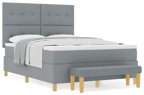 Boxspring Ágy Matraccal és Pad Light Grey 140x200 cm Szövet