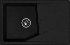 Linea Plus Metalac 188622 Gránit Mosogatótálca - Extra mély, Csepegtetőtálcás, Szemcsés Fekete