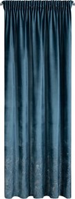 Bársony függöny c. türkiz 140X270 alul arany csiszolt mintás Szalag