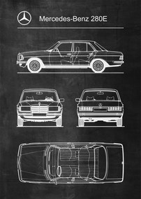 Poszter Mercedes Benz 280 E Retro Patent Poster