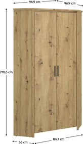 Sarokszekrény 2D, artisan tölgy, AIRON