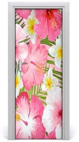 Ajtóposzter öntapadós trópusi virágok 95x205 cm