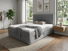 Kárpitozott boxspring ágy DIRELIS TRINITY 140x200 cm szürke Matrac: Bonell rugós matrac
