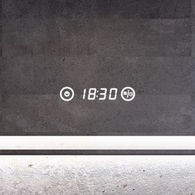 Fürdőszobai LED tükör 120x75cm | Páramentesítő - Kozmetikai tükör - Fényerő + színhőfok állítás - Digitális óra | Welland Luxury-Line G1094