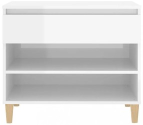 magasfényű fehér szerelt fa cipőszekrény 70 x 36 x 60 cm
