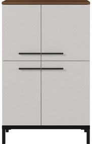 Szürkésbézs magas fürdőszoba szekrény diófa dekorral 60x97 cm Yonkers - Germania