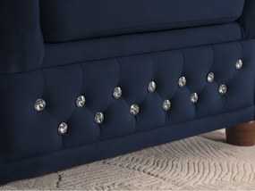 Kék bársony kinyitható sarokkanapé (bal oldali-L alakú) York Blik – Ropez