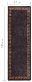 fekete és arany csúszásmentes mosható szőnyeg 80 x 300 cm