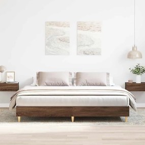 barna tölgyszínű szerelt fa ágykeret matrac nélkül 200 x 200 cm