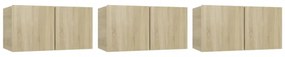 3 db sonoma tölgy függő TV-szekrény 60 x 30 x 30 cm