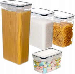 Élelmiszer Tartályok Műanyag Hermetikus 4db-os szett: 0,8L 1,4L 2L 2,8