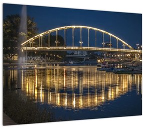 Egy híd képe szökőkúttal (üvegen) (70x50 cm)