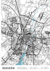Rzeszów várostérkép poszter A2 42x59,4 cm