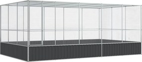 vidaXL ezüstszínű acél madárház bővítménnyel 518x307x212 cm