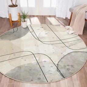 Bézs mosható kerek szőnyeg ø 120 cm Simple Lines – Mila Home