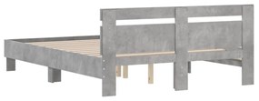 betonszürke szerelt fa ágykeret fejtámlával 140x190 cm