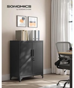 Iratszekrény, többfunkciós garázsszekrény, irodai szekrény 2 ajtóval fekete színben