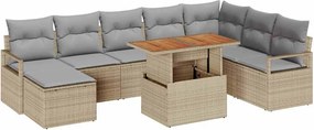 vidaXL Kerti Kanapé Szett párnával 9 pcs Barna és szürke