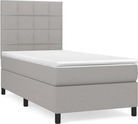 vidaXL világosszürke szövet rugós ágy matraccal 80 x 200 cm