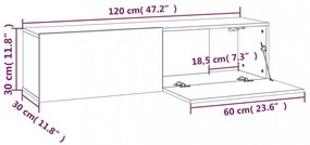 szürke sonoma színű szerelt fa TV-szekrény 120 x 30 x 30 cm