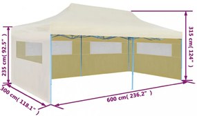 krémszínű összecsukható pavilon 3 x 6 m