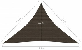 barna HDPE napvitorla 160 g/m² 2,5 x 2,5 x 3,5 m
