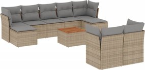 vidaXL 10 részes bézs polyrattan kerti ülőgarnitúra párnával