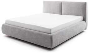 Szürke kárpitozott ágyneműtartós franciaágy ágyráccsal 180x200 cm Atesio – Meise Möbel