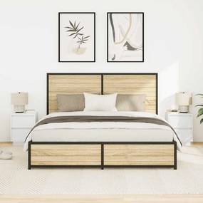 2 db fehér éjjeliszekrények LED világítással 38x34x50 cm