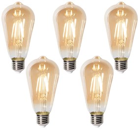 5 db E27 dimbare LED lamp ST64 goud 5W 450 lm 2700K