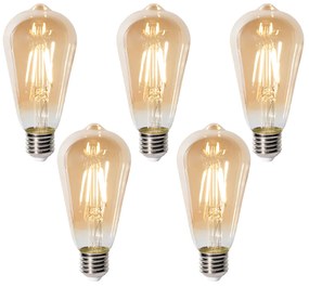 5 db-os E27 szabályozható LED izzó készlet ST64 arany 5W 450 lm 2700K