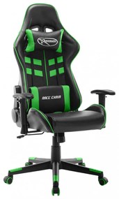 fekete és zöld műbőr gamer szék