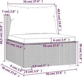 7 részes fekete polyrattan kerti ülőgarnitúra párnákkal