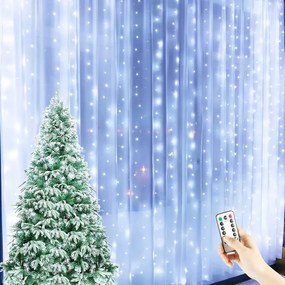 Fényfüggöny Led Huzal Usb Jégcsap Lámpa Távirányító Fehér Hideg 2X2M 2280