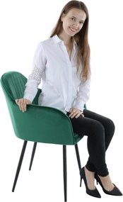 Dizájnos fotel, smaragd Velvet anyag, ZIRKON