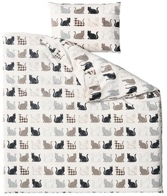 Renforcé pamut ágynemű PATTERNED CATS bézs Ágyneműhuzat mérete: 2 db 70 x 90 cm | 200 x 220 cm