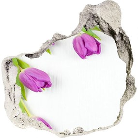3d lyuk fal dekoráció Lila tulipánok nd-p-78573099