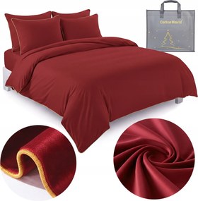 Mikroszálas Ágyneműhuzat Velúr Plüss Szegély 220x200 Puha Meleg Piros