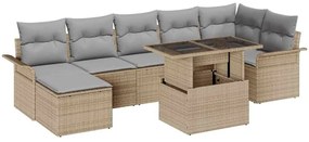 vidaXL Kerti Kanapé Szett párnával tárolóval 8 pcs Bézs Poli rattan