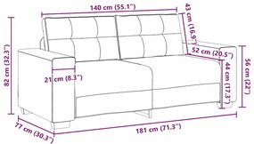 tópszínű szövet loveseat kanapé 140 cm